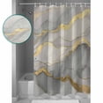 thumbnail image 4 of Marble Grey Waterproof Fabric Shower Curtain, Modern Gold Luxury Neutral Texture Shower Curtain for Bathroom Curtains Bathtubs Hotel Washable Shower Curtains with 12 Hooks Standard 72x72, 4 of 6