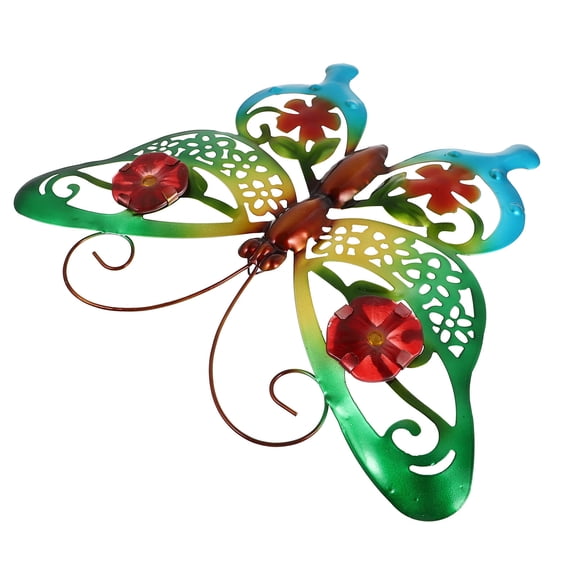 Supvox 1Pc Green Iron Butterflies Wall Hanging for Home Decoration Garden Ornament