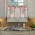 thumbnail image 2 of Yayeee Kitchen Curtains Tier Pair Light Filtering 27"x36" Rod Pocket Short Cafe Window Panel, Gray Flower, 2 of 7