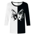 thumbnail image 4 of under $5 JINMGG Fall Long Sleeve Shirts for Women Women's Summer Fashion Slim Tie Round Neck Short Sleeve T-Shirt White L, 4 of 5