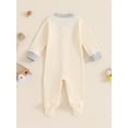 thumbnail image 5 of Nygoyerh Newborn Baby Girls Boys Footed Romper Long Sleeve Crew Neck Jumpsuit Button Up Romper Infant Clothing 0-6M, 5 of 7