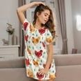 thumbnail image 3 of Naloa Flower Chicken Print Women Nightgowns,Womens Loungewear,Short Sleeve Sleepwear,Comfy Ladies Nightdress, 3 of 6