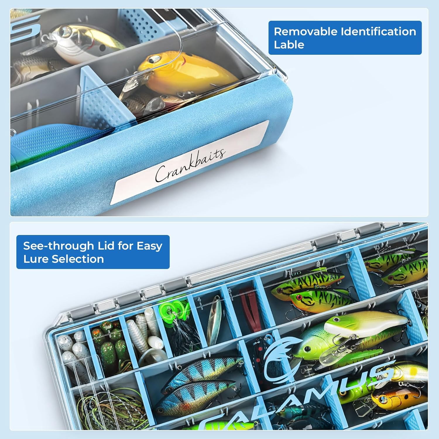 Calamus Waterproof Terminal Tackle Storage Box, 3700*2 Tackle Trays, Fishing Tackle Box Lure Box