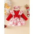 thumbnail image 5 of Baby Toddler Girls Christmas Outfits 0 3 6 12 18 Months Long Sleeve Romper + Bow Suspender Skirt + Headband Set Newborn Clothes, 5 of 9