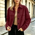 thumbnail image 2 of Tqcoqu Suede Jackets for Women,2026 Casual Button Down Cropped Jacket,Fall Long Sleeve Outerwear Coats Work Office Clothes, 2 of 7