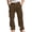 Brown, variant on Men's Ventilated Cargo Pants, Solid Color Drawstring Elastic Trousers, Perforated Button Work Pants, Casual Summer Outfits, Lightweight Active Clothing