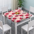 thumbnail image 3 of Strawberry Plants Fruit Flower Pink Pattern Square Fitted Tablecloth with Elastic Edge,Square Table Cover,Washable Elastic Table Cover for Home Kitchen Party Decor 34"x34", 3 of 6