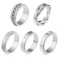 thumbnail image 1 of Moroya 5 anillos chapados en oro de 18 quilates para ansiedad, cadena de mariposa de acero inoxidable con incrustaciones de circonita cúbica, anillos giratorios para mujeres y hombres, juego de anillo, 1 of 1
