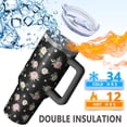 thumbnail image 5 of 40oz Pioneer Flower Floral Print Pattern Insulated Tumbler with Handle, BPA-Free Leak Proof Lid and Straws, Double Wall Vacuum, Hot 12h/Cold 34h, 5 of 6