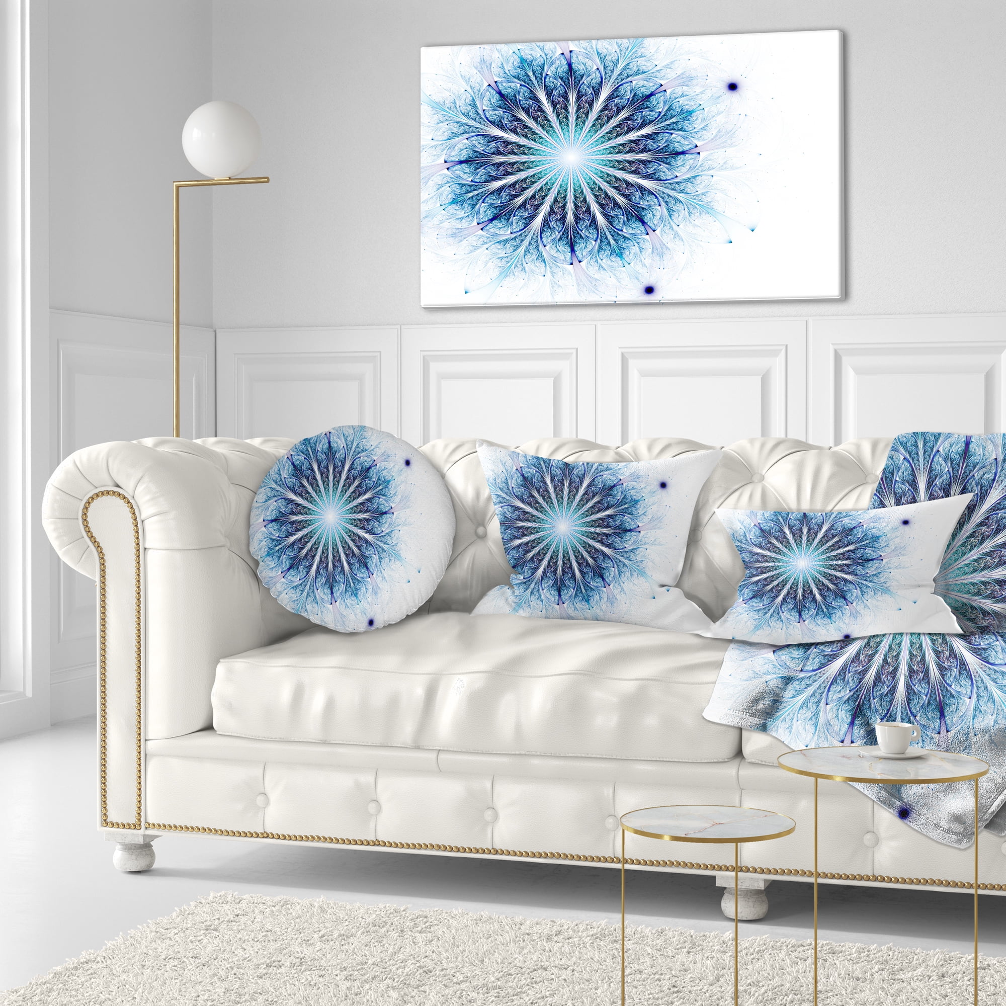 Designart 12" x 20" Blue Polyester Throw Pillow