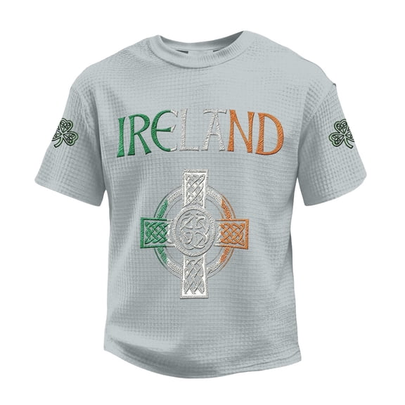Men's Ireland Celtic Cross Crew Neck T-Shirt St. Patrick's Day Short Sleeve