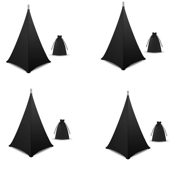 4X Speaker Stand Cover, DJ Speaker Stand Tripod Scrim Skirt with Carry Bag, 360 Degree Black Cover for Wedding,Stage