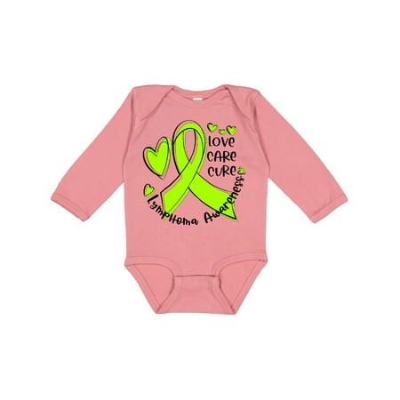 

Inktastic Love Care Cure Lymphoma Awareness Lime Green Ribbon Hearts Gift Baby Boy or Baby Girl Long Sleeve Bodysuit