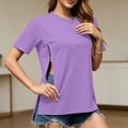 thumbnail image 3 of ShomPort Women's Nursing Tops for Breastfeeding Oversized Short Sleeves Side Splits Hidden Zipper Maternity Top, 3 of 7