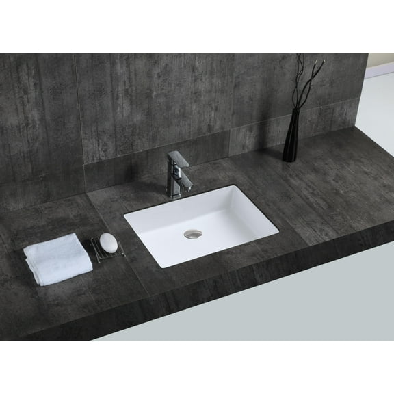 Lila Undermount Ceramic Basin Sink, Glossy White