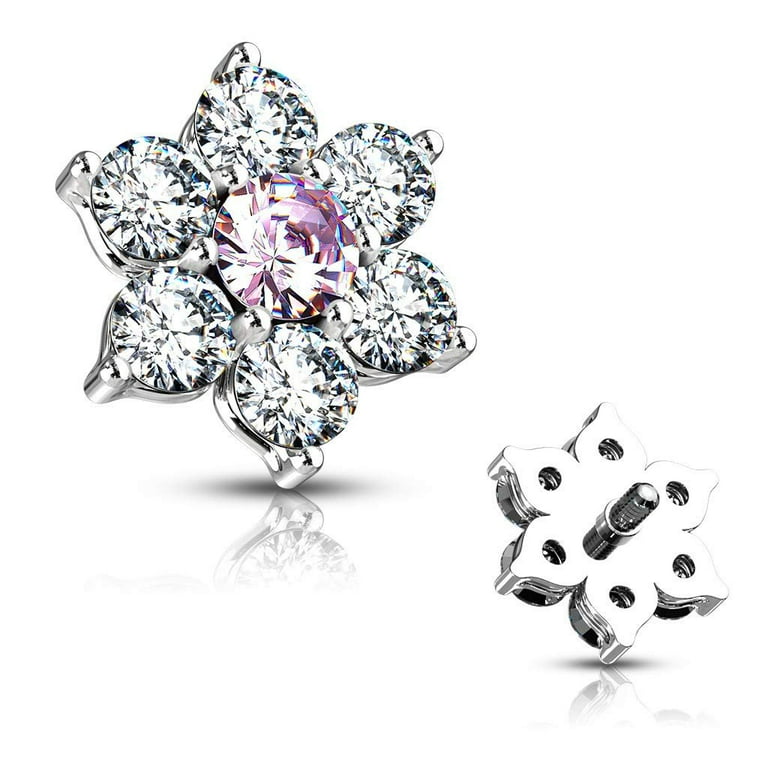 316L Surgical Steel White CZ Flower Micro Dermal Anchor Top 316L Surgical Steel White CZ Flower Micro Dermal Anchor Top