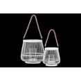 thumbnail image 1 of Bamboo Round Lantern with Rope Hangers Set of Two White - Benzara, 1 of 1