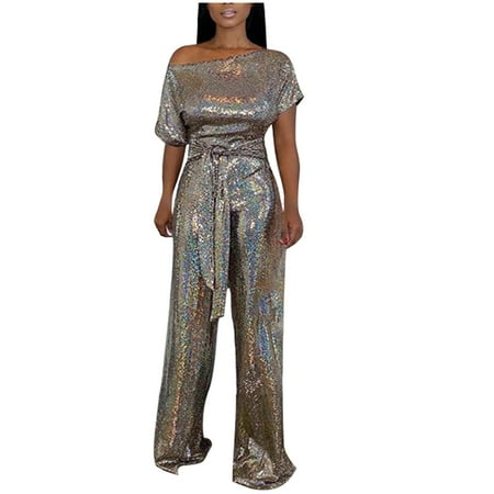 

Women s Banquet Evening Dress Elegant Off Shoulder Colorful Bright Jumpsuit Overhauls Women Overall Woman Vacation Rompers for Women Fashion Overalls for Women Overall Pajamas Ladies Jeans Jumpsuit