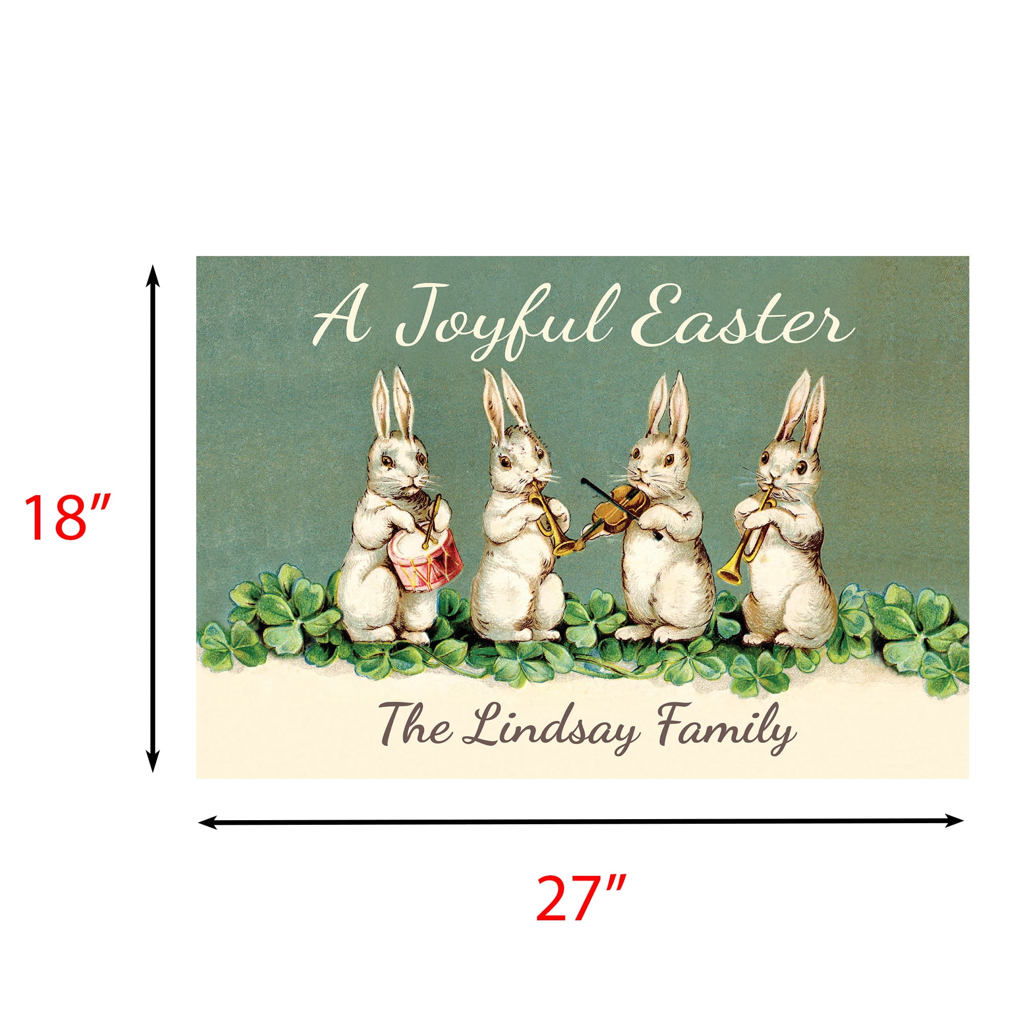 A Joyful Easter Personalized Doormat with Custom Name Printing and Non-Slip Rubber Backing, Outdoor/Indoor, 18" x 27"