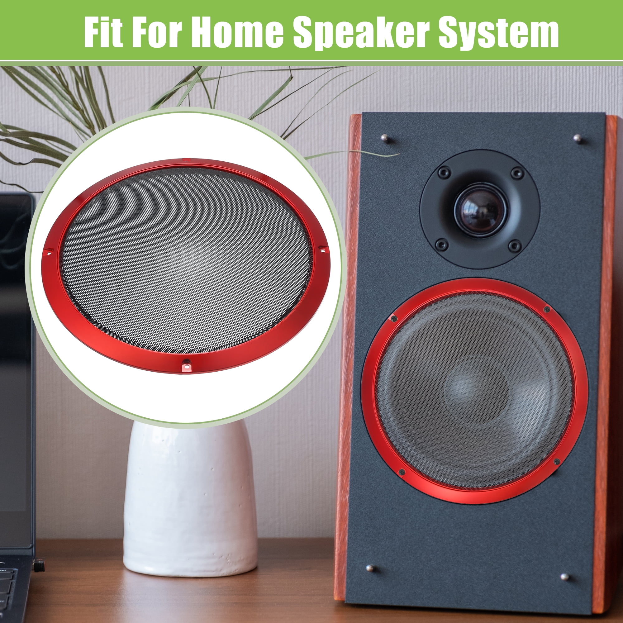 Unique Bargains Speaker Grills Cover Round Audio Speaker Subwoofer Protector Case Red 10"