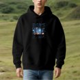 thumbnail image 3 of Men's Long Sleeve Pullover Hoodie with Front Pocket - Graphic Design of a Person Under a Tree Blue Sky & Sun Abstract Patterns, 3 of 7