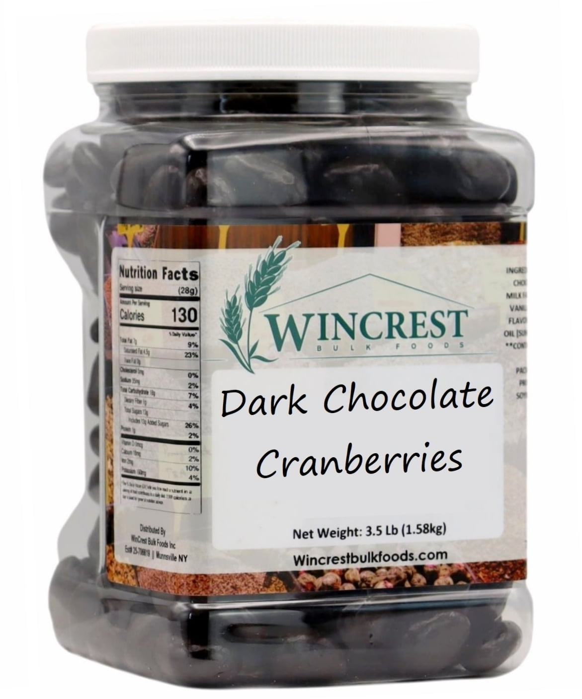 WinCrest Dark Chocolate Covered Cranberries 3.5 Lb Tub