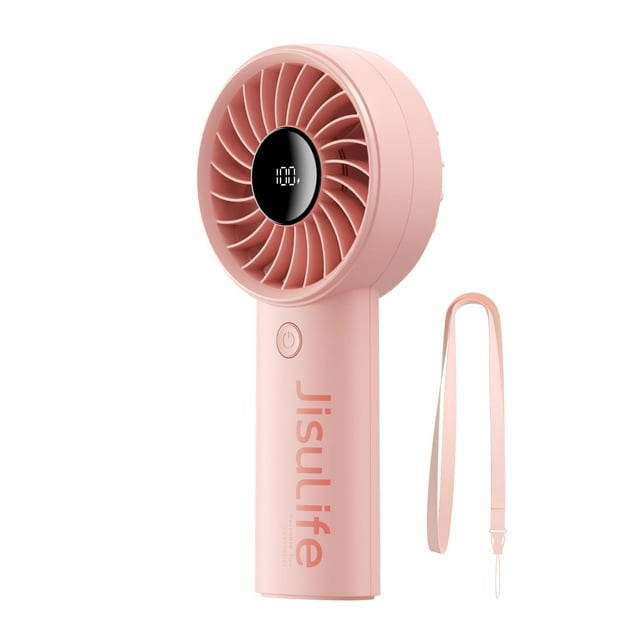 Ventilador portátil de mano JISULIFE Life4 con batería de 5000 mAh - Rosa