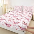 thumbnail image 4 of Erosebridal Pink Pigs Bed Sheets,3D Heart Print King Sheets For Girls 4 Pieces, 4 of 6