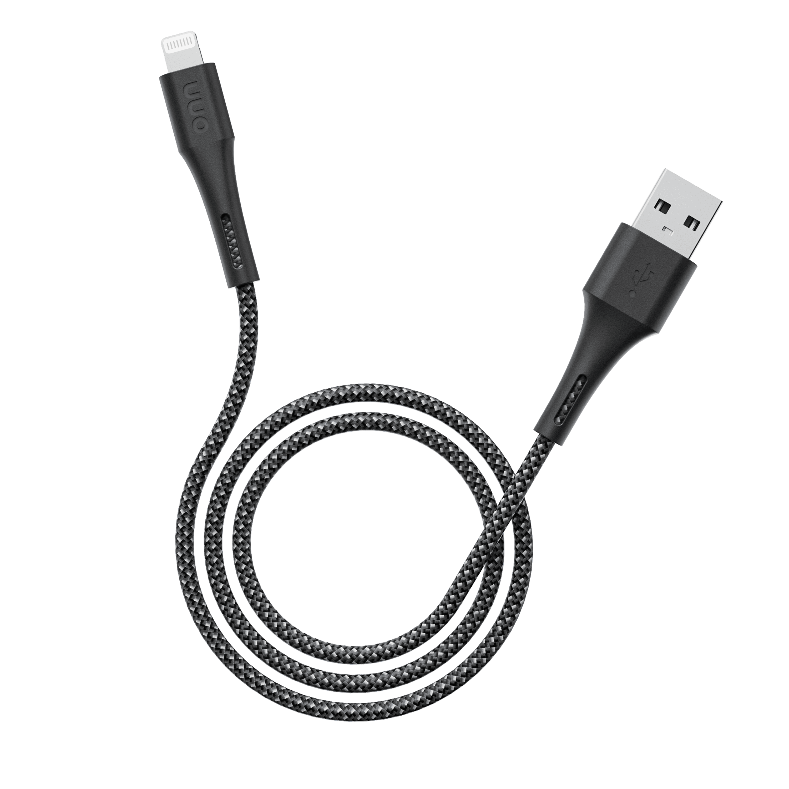 (1 pack) onn 6ft Lightning to USB-A Soft-touch Braided Charging Cable, MFi Certified, Black