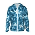 thumbnail image 2 of Uemuo Blue Tie Dye Pattern Women's Full Zip UPF 50+ Sun Protection Hoodie Jacket Long Sleeve Sun Shirt Hiking Outdoor Performance with Pockets-, 2 of 9
