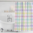 thumbnail image 2 of Green Beige Plaid Shower Curtain Set - Small 36" x 72" Washable Bathtub Curtain with 12 Hooks, Buffalo Farmhouse Art Checkered Waterproof Fabric Stall Shower Curtains for Bathroom/Bathtub Décor, 2 of 6