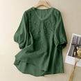 thumbnail image 2 of Women's Solid Color V Neck Literary Five Quarter Sleeve Top, 2 of 2