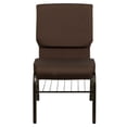 thumbnail image 3 of HERCULES Series 18.5''W Church Chair in Brown Fabric with Book Rack - Gold Vein Frame, 3 of 9