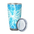 thumbnail image 2 of Easygdp Light blue flash Print 20oz Stainless Steel Vacuum Insulated Double Wall Travel Tumbler, Durable Insulated Coffee Mug with Spillproof Lid-Straw Two-piece Set, 2 of 8