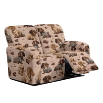 TSOVTHRID Loveseat Recliner Cover, 6-Piece Reclining Loveseat Covers with Elastic Bottom Sofa Furniture Protector for Pet Dog, Dachshund Dog Chocolate Coffee Print