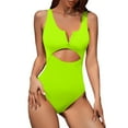 thumbnail image 1 of Gibobby Trajes de Baño Mujer Traje de baño dividido de bikini de talle sexy con cuello en V sólido casual para mujer(Verde,XL), 1 of 5