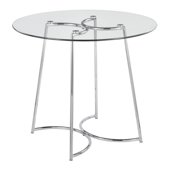 Miekor Furniture Contemporary Dinette Table in Chrome with Clear Glass Top No.6366