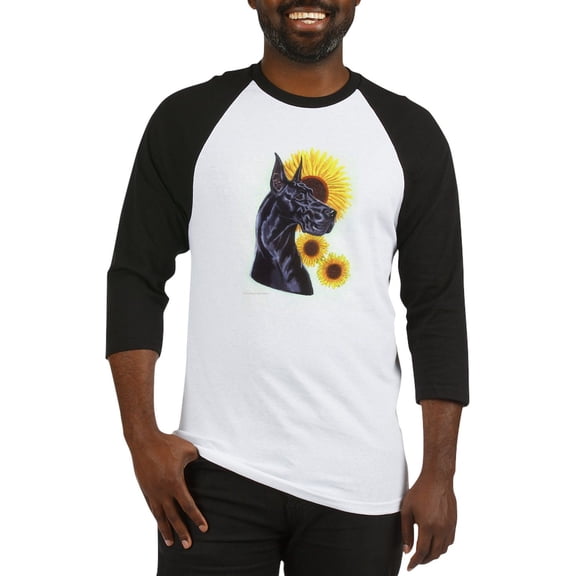CafePress - C Blk Sunflower Baseball Jersey - Cotton Baseball Jersey, 3/4 Raglan Sleeve Shirt