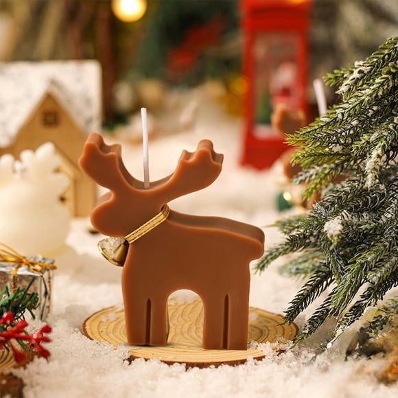 Vela aromática con forma de ciervo | Adorno navideño para la decoración del hogar | Vela de cera perfumada ideal para centros de mesa, repisas o como regalo.
