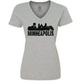 thumbnail image 3 of Inktastic Minneapolis Skyline Grunge Women's V-Neck T-Shirt, 3 of 5