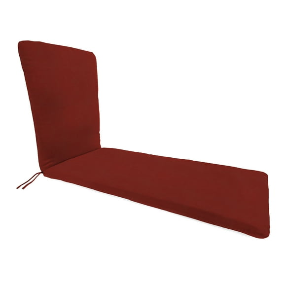 Jordan Manufacturing 74" x 22" Canvas Brick Crimson Solid Rectangular Outdoor Chaise Lounge Cushion with Ties