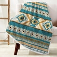 thumbnail image 4 of Southwest Aztec Throw Blanket, Traditional Southwestern Style Flannel Soft Blanket Cover for Couch Chair Bed Outdoor Travel 50x60in Teal, 4 of 5