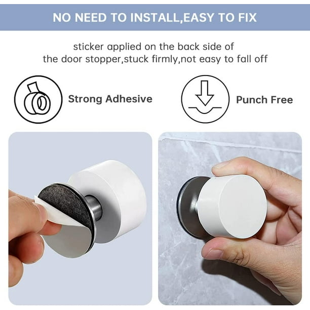 Tope de puerta ShuxiuWang estable de acero inoxidable adhesivo para montaje en pared blanco