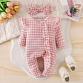 thumbnail image 2 of Karoyedx Newborn Outfit Newborn Infant Baby Girl Clothes Fall Winter Plaid Long Sleeve Jumpsuit One Piece Romper Bodysuit Baby Overalls Outfits Pink Size,0-3 Months, 2 of 9