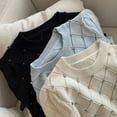 thumbnail image 2 of Knitted Korean Sweater Women Summer Short Sleeve O-neck Knitwear Pullover Elegant Stylish Chic Top Jumpers, 2 of 6