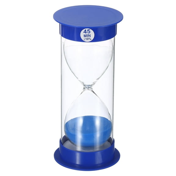 Uxcell 45 Min Sand Timer, Round with Plastic Cover, Count Down Sand Clock Glass Blue