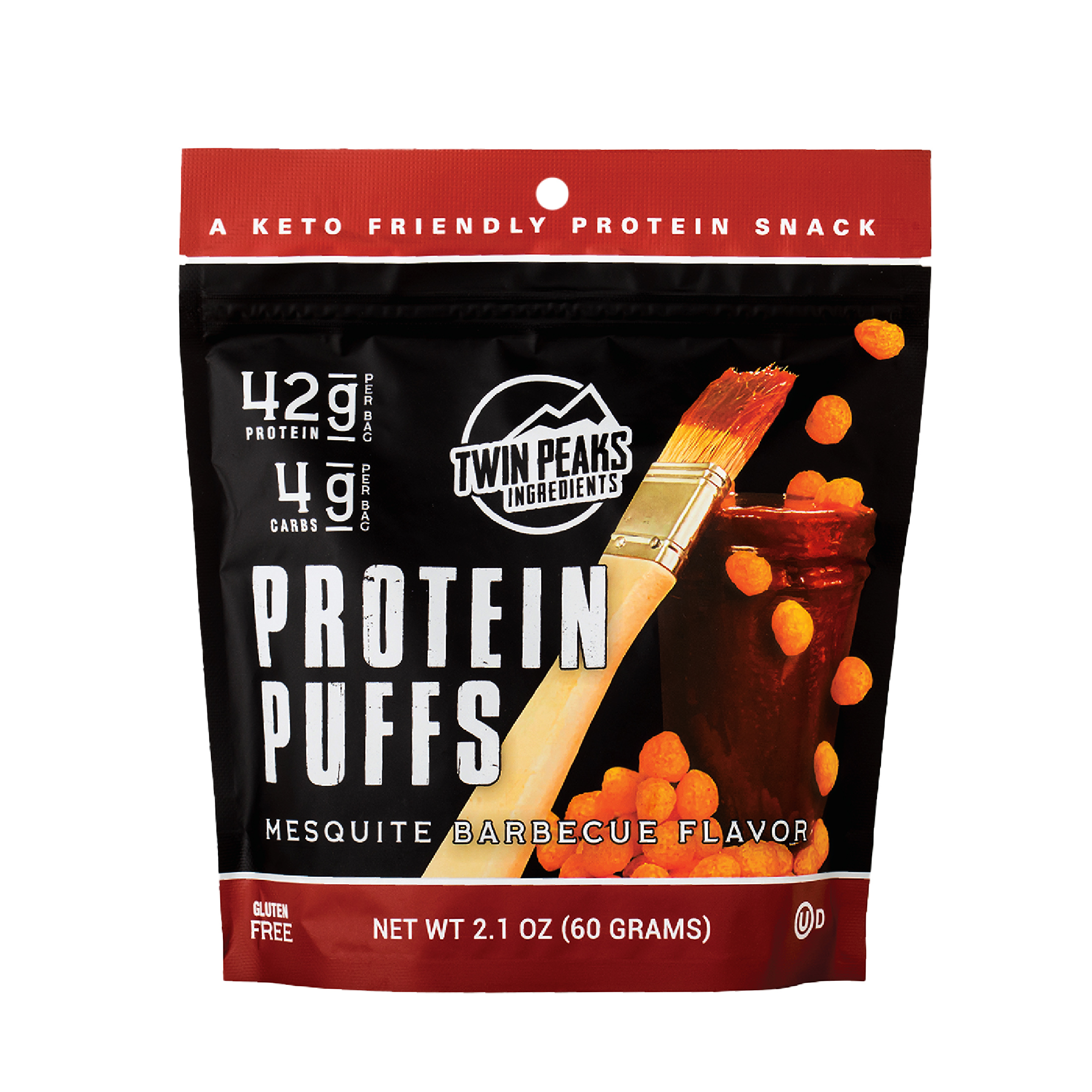 Twin Peaks Ingredients Protein Puffs, Mesquite Barbecue, 2.1 oz Bag, 2 ...