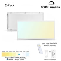 Commercial 2 ft x 4 ft LED Ceiling Panel Light – 6500 Lumens White Backlit Dimmable Flat Panel Commercial Lighting 2-Pack for Office, Warehouse & Retail