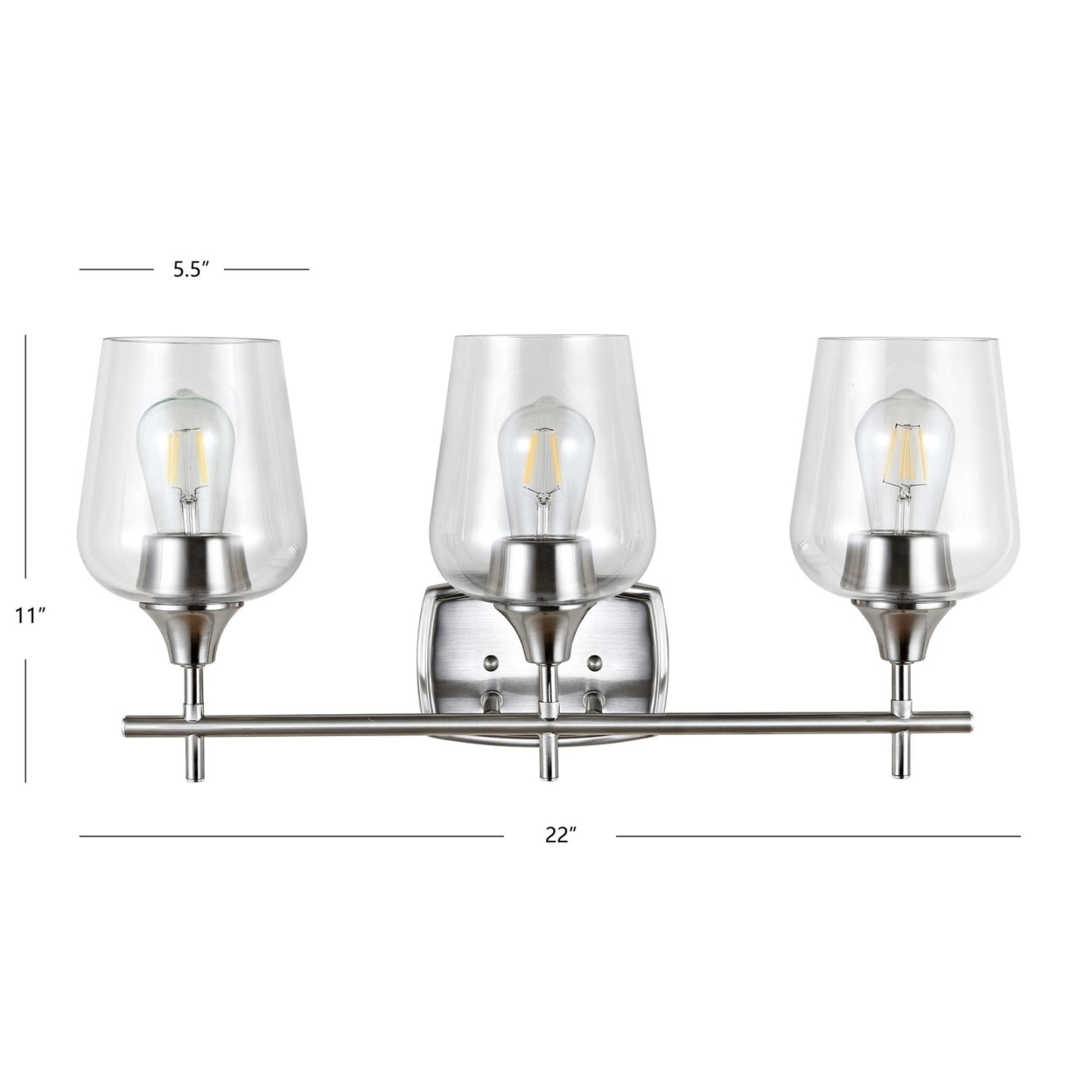 Safavieh Eagan 11 in. H Three Light Wine Glass Wall Sconce, Nickel