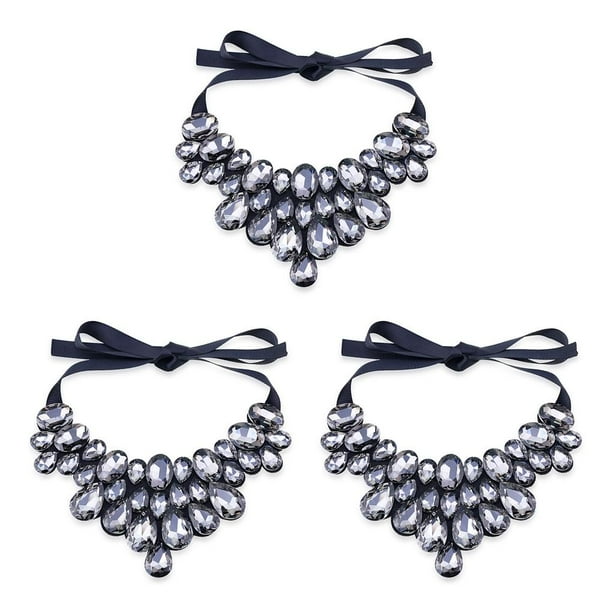 Qarigey Collar de mujer, gargantillas, colgantes, gargantilla para niñas, adorno de cuello, fiesta, banquete, damas, babero brillante, Type4 NO4